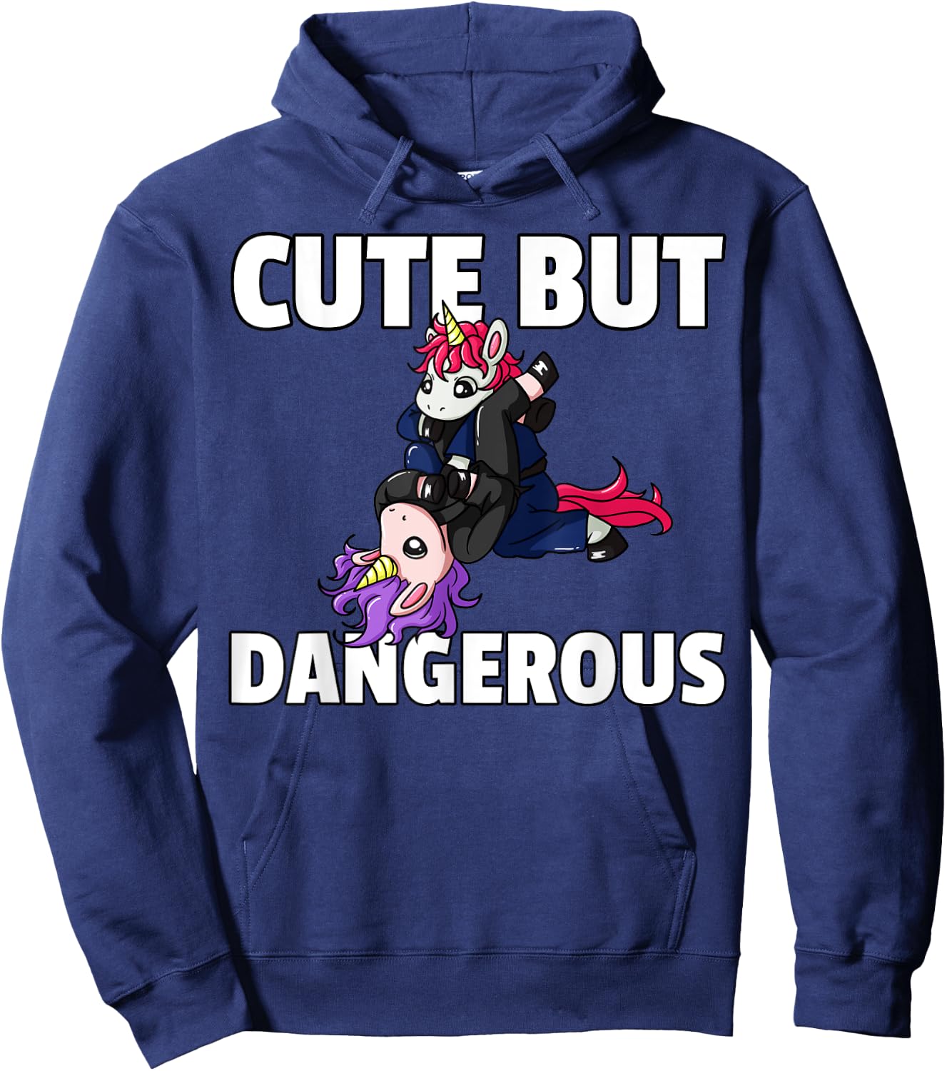 Cute But Dangerous Jiu Jitsu Unicorn Girl Hoodie - Hoodie | Navy
