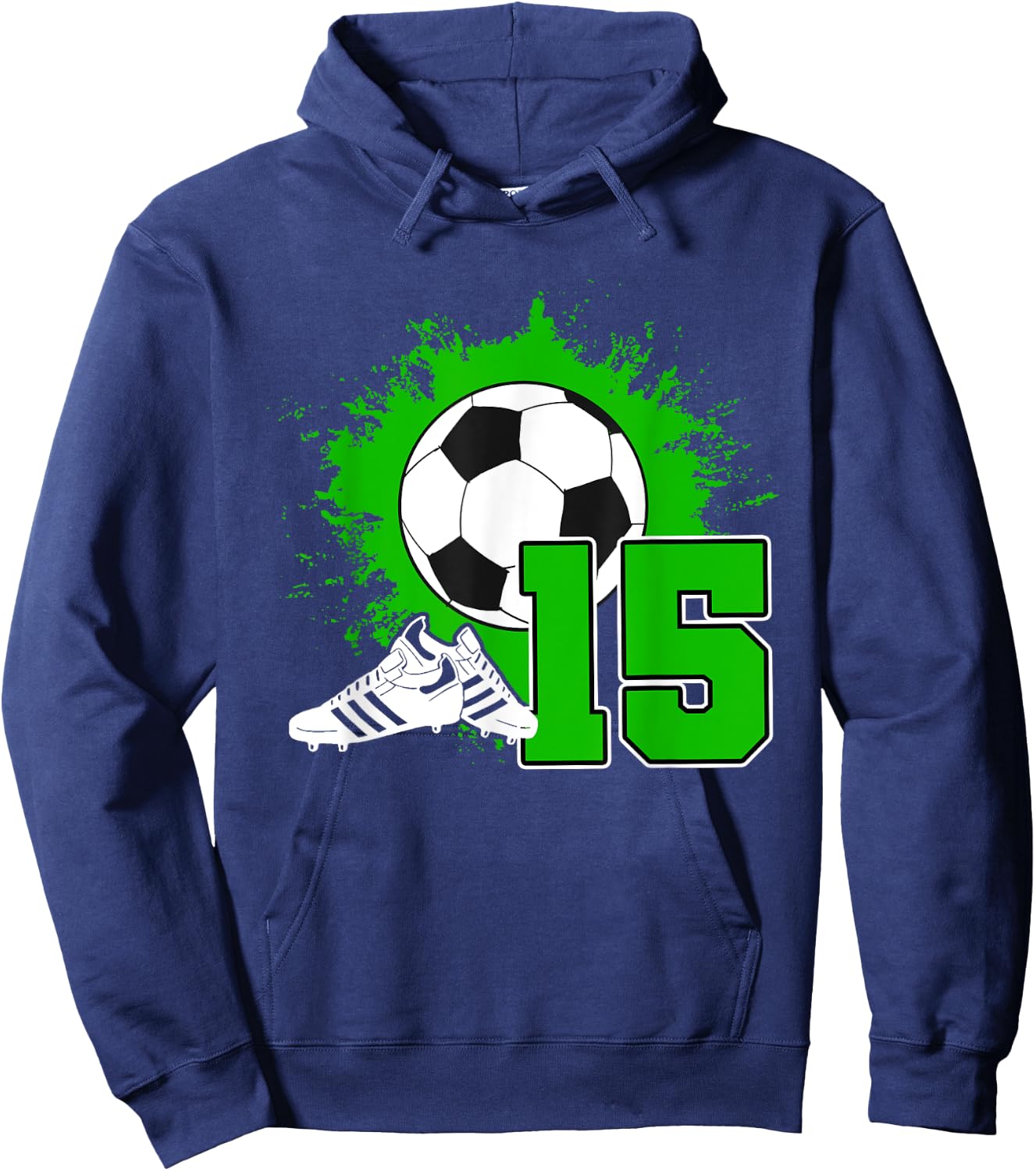 Kids Soccer Birthday Party 15 Year Old Boy 15th Birthday Hoodie - Hoodie | Navy