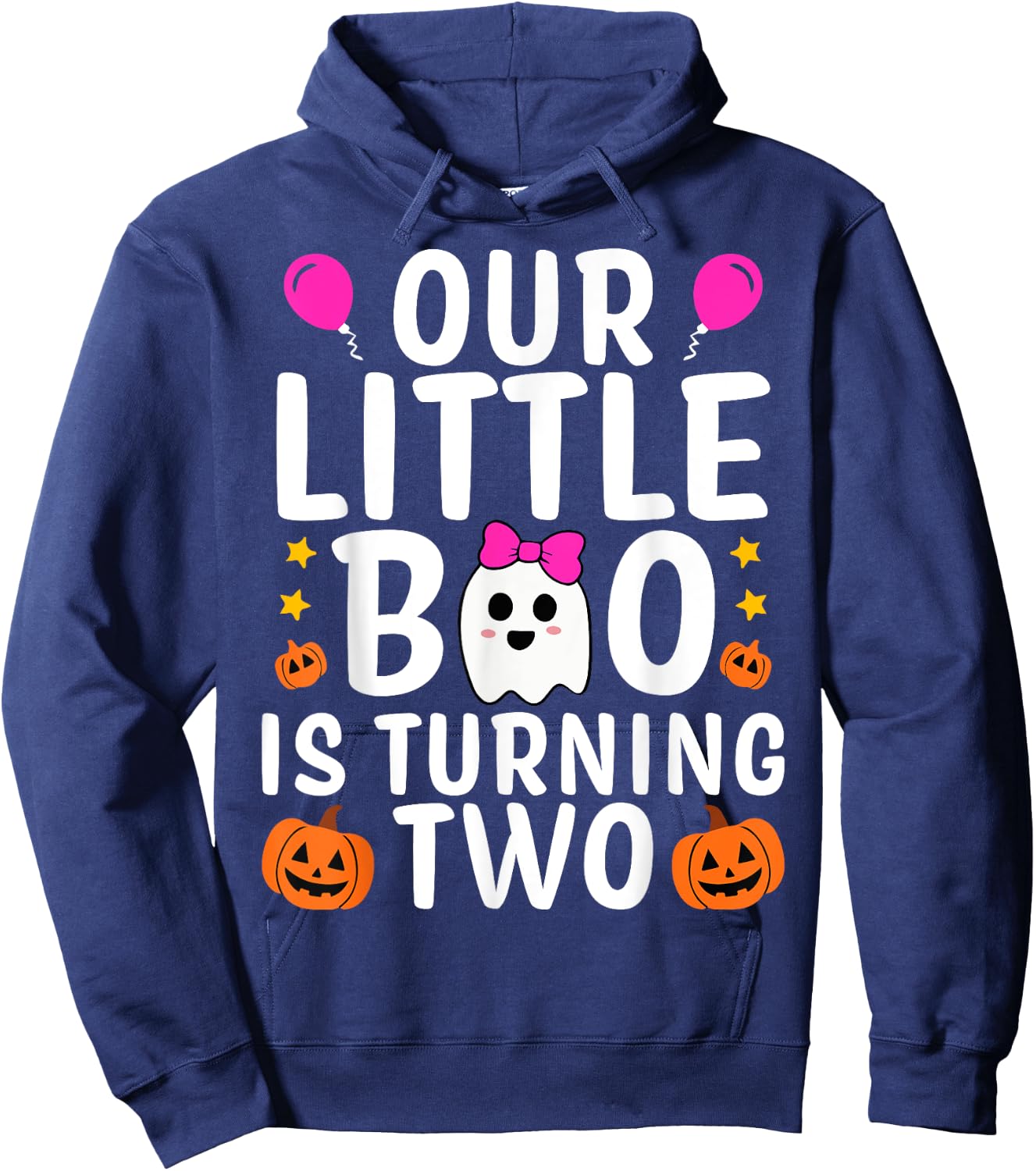 Our Little Boo Is Turning Two Yr 2nd Birthday Girl Halloween Hoodie - Hoodie | Navy