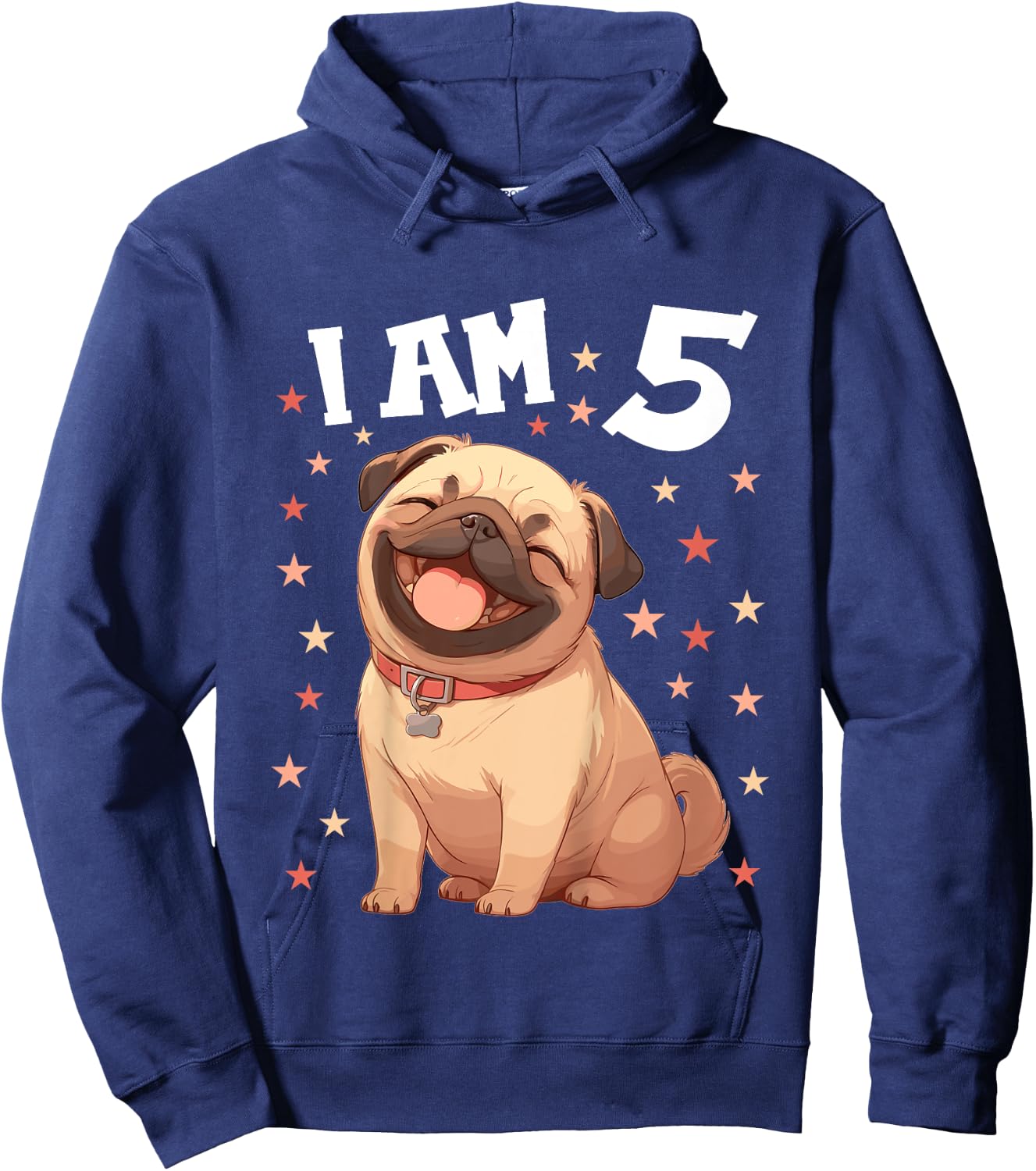 Kids 5 Years old 5th birthday Pugs Pug Hoodie - Hoodie | Navy