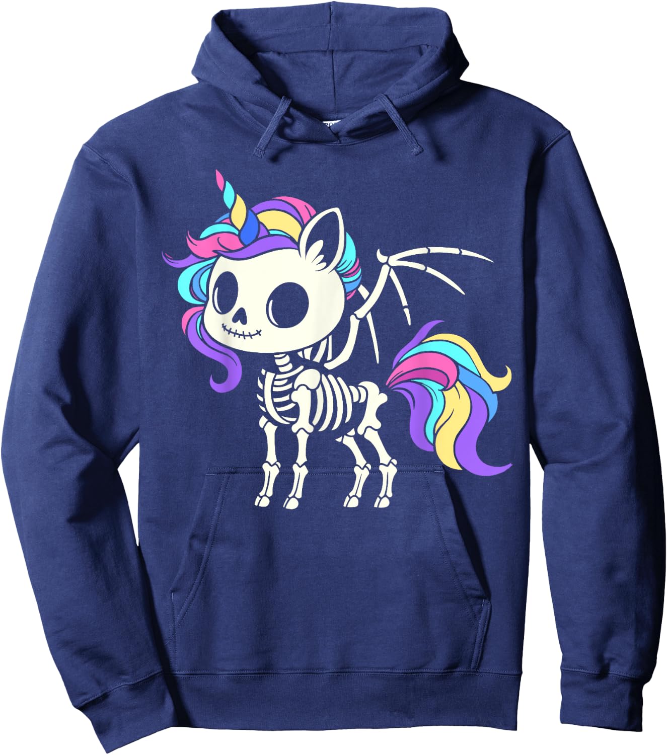 Kawaii skeleton unicorn Halloween, unicorn with wings Hoodie - Hoodie | Navy