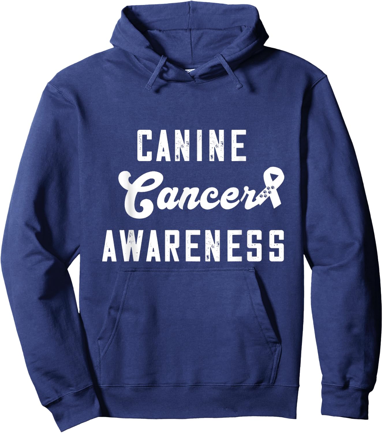 Canine Cancer Awareness Ribbon Paw Print Pet Cancer Hoodie - Hoodie | Navy