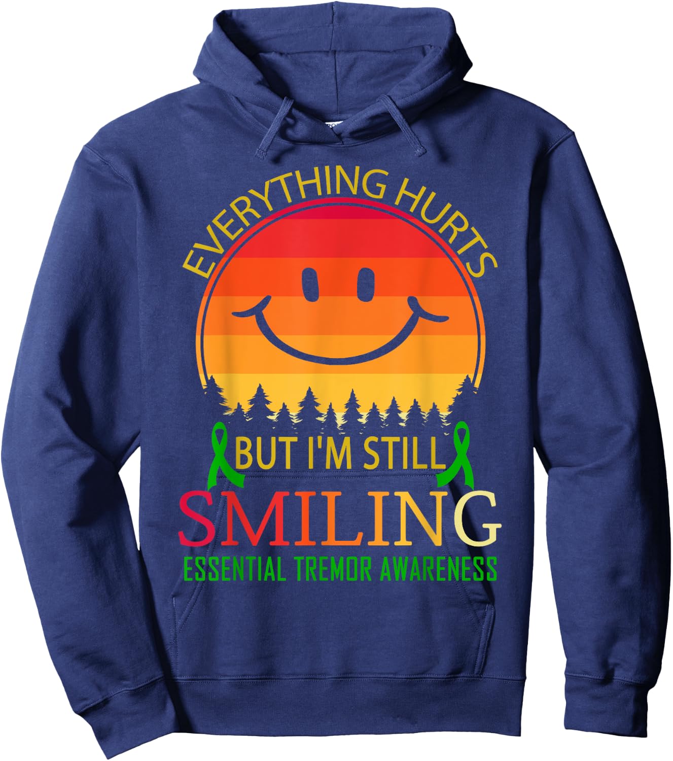I'm still smiling Essential tremor Awareness Hoodie - Hoodie | Navy