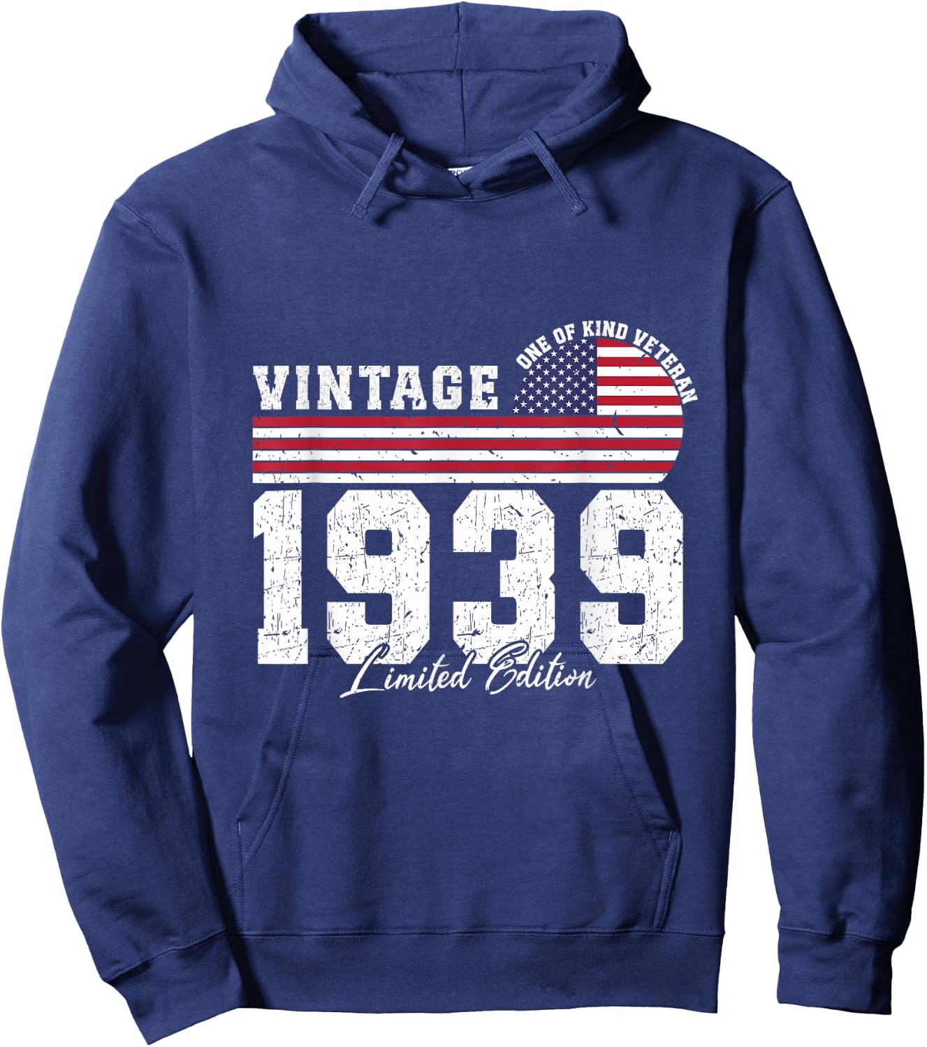 Vintage 1939 Birthday American Flag Patriotic Veterans Day Hoodie - Hoodie | Navy