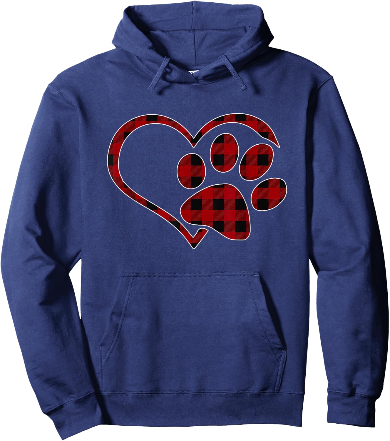 Red Black Plaid Heart Paw Matching Family Pajama Funny Gift Hoodie - Hoodie | Navy