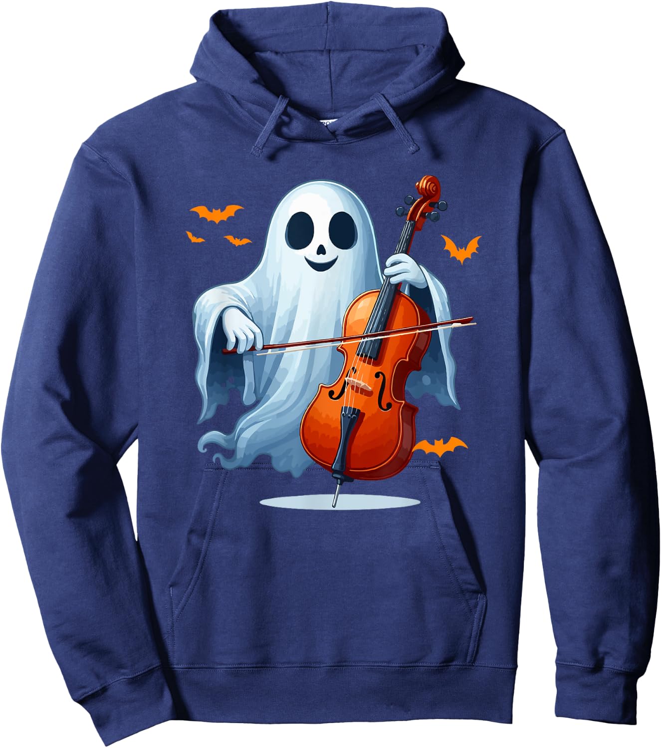 Boo Ghost Playing Cello Halloween Musical Instrument Hoodie - Hoodie | Navy
