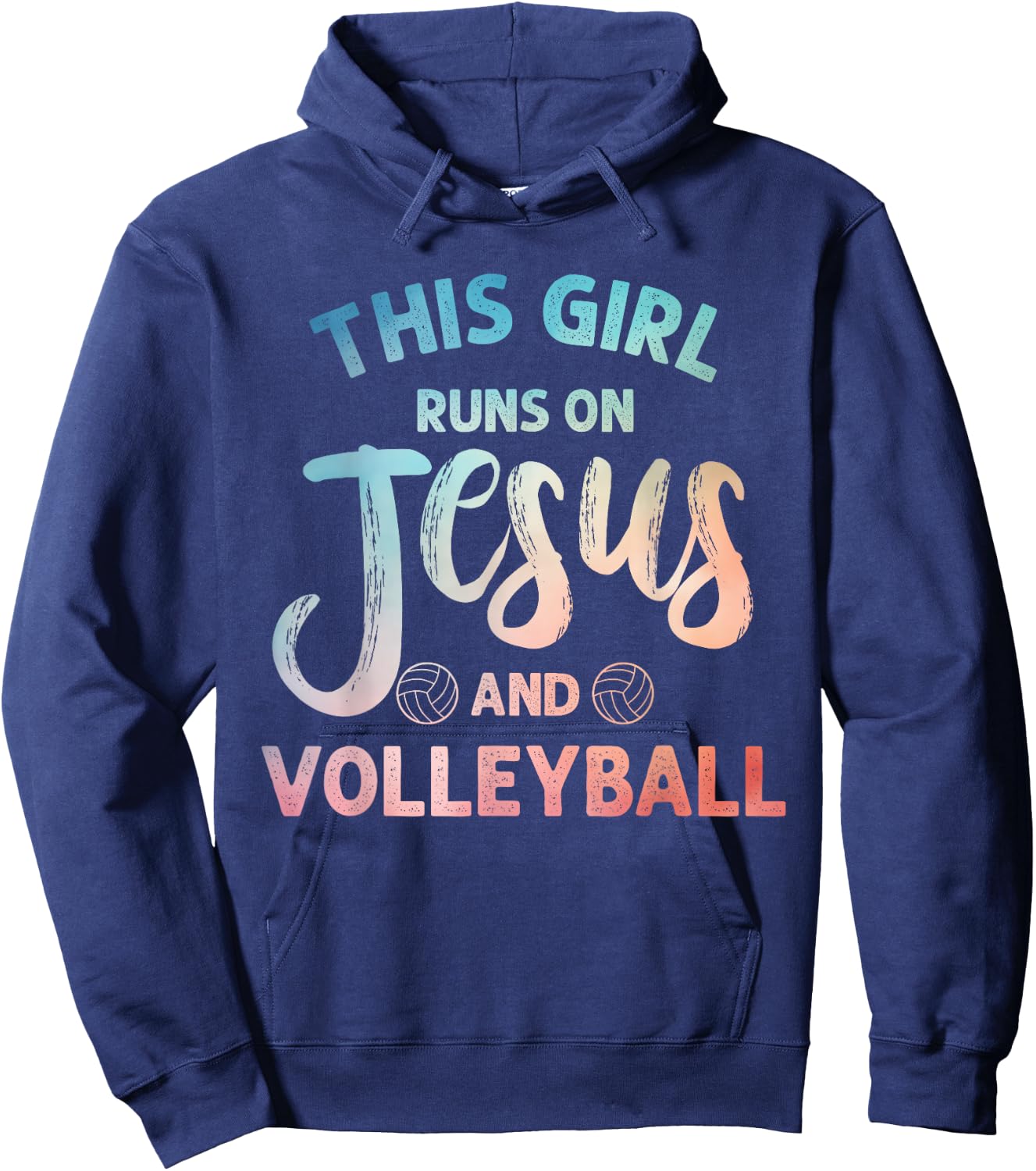 Christian Volleyball Art For Girls Women Volleyball Player Hoodie - Hoodie | Navy