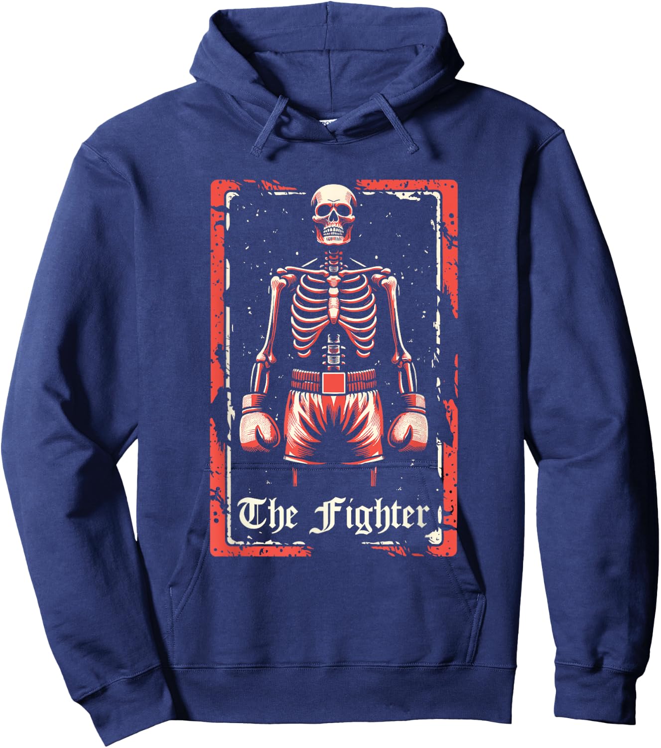 Boxer Fighter - Sparring Gloves Boxing Skeleton Tarot Card Hoodie - Hoodie | Navy