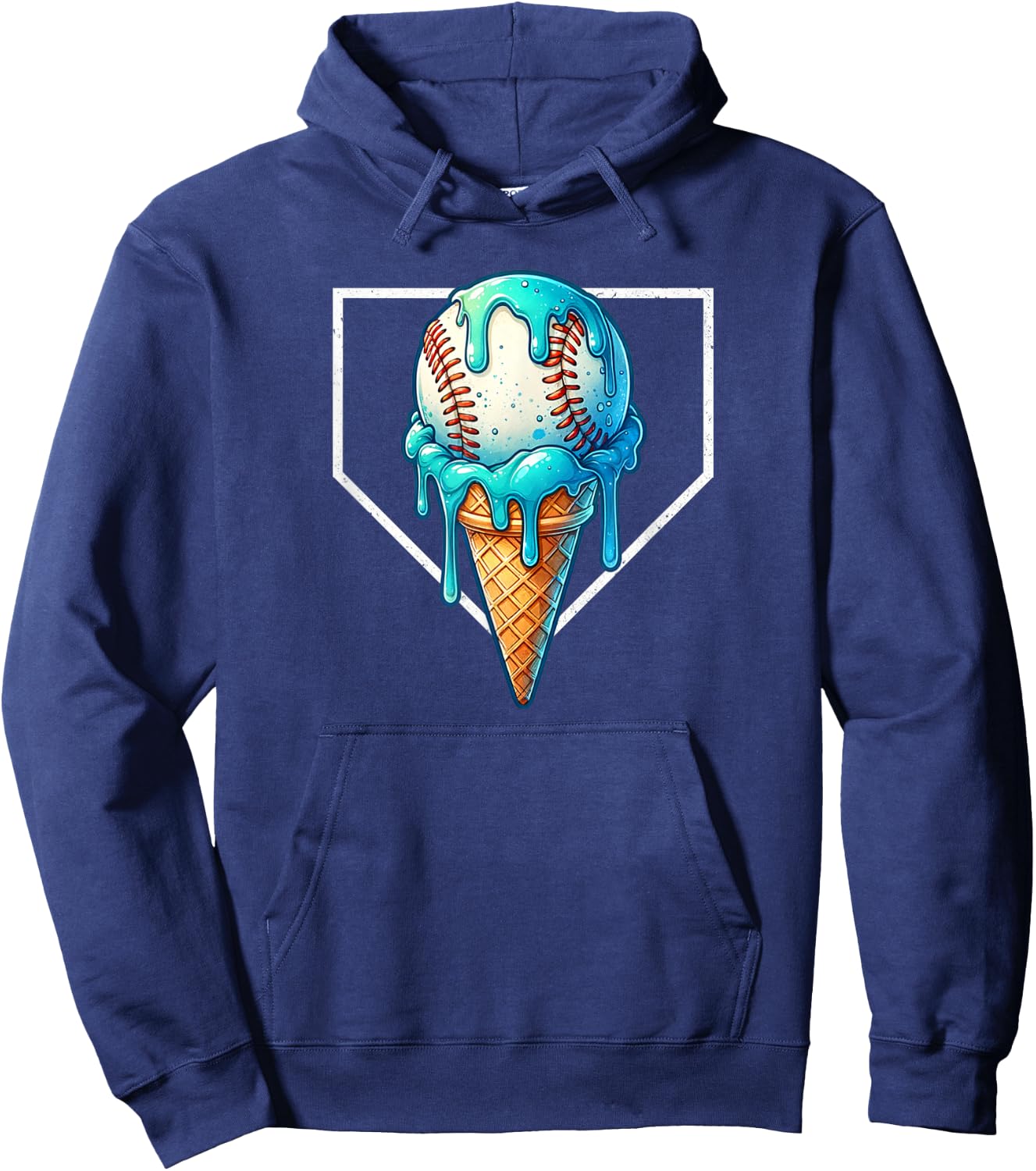 Home Plate Drip - Ice Cream Dripping, Softball & Baseball Hoodie - Hoodie | Navy