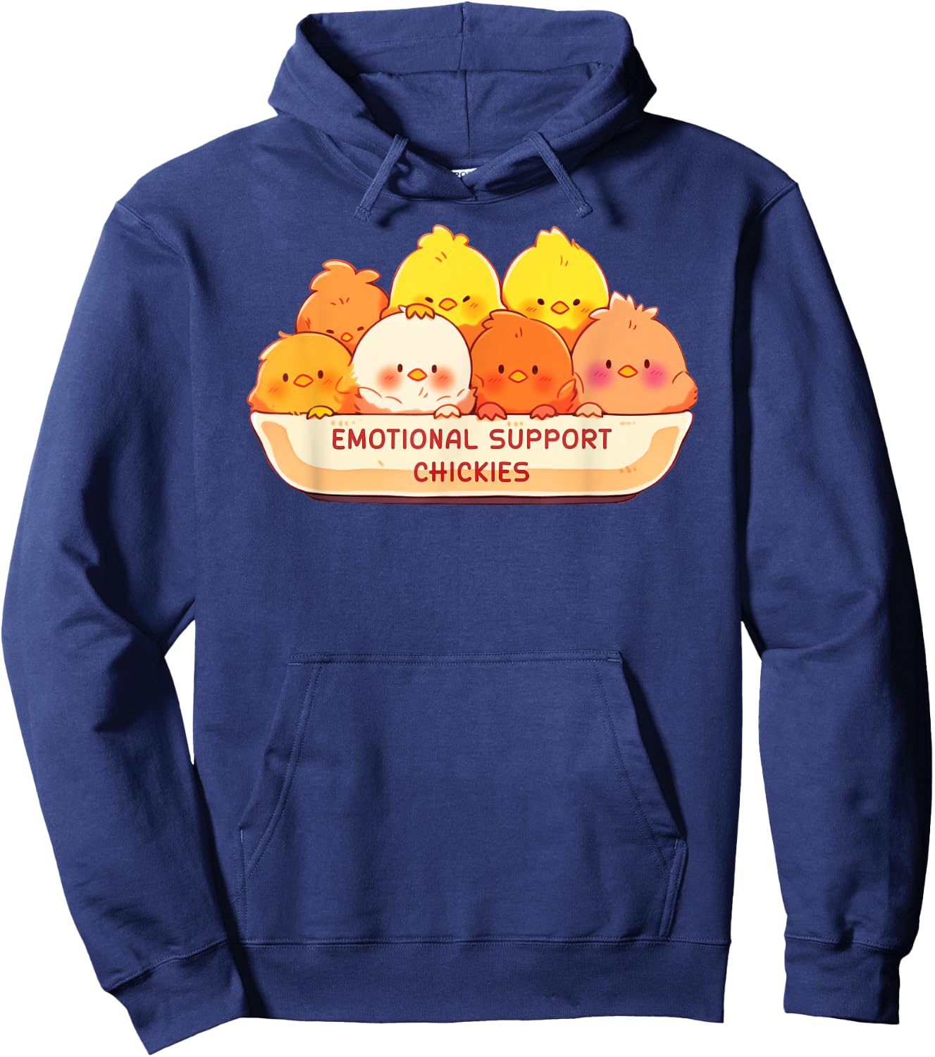 Emotional Support Chickies Cute Kawaii Fruit Cup Hoodie - Hoodie | Navy