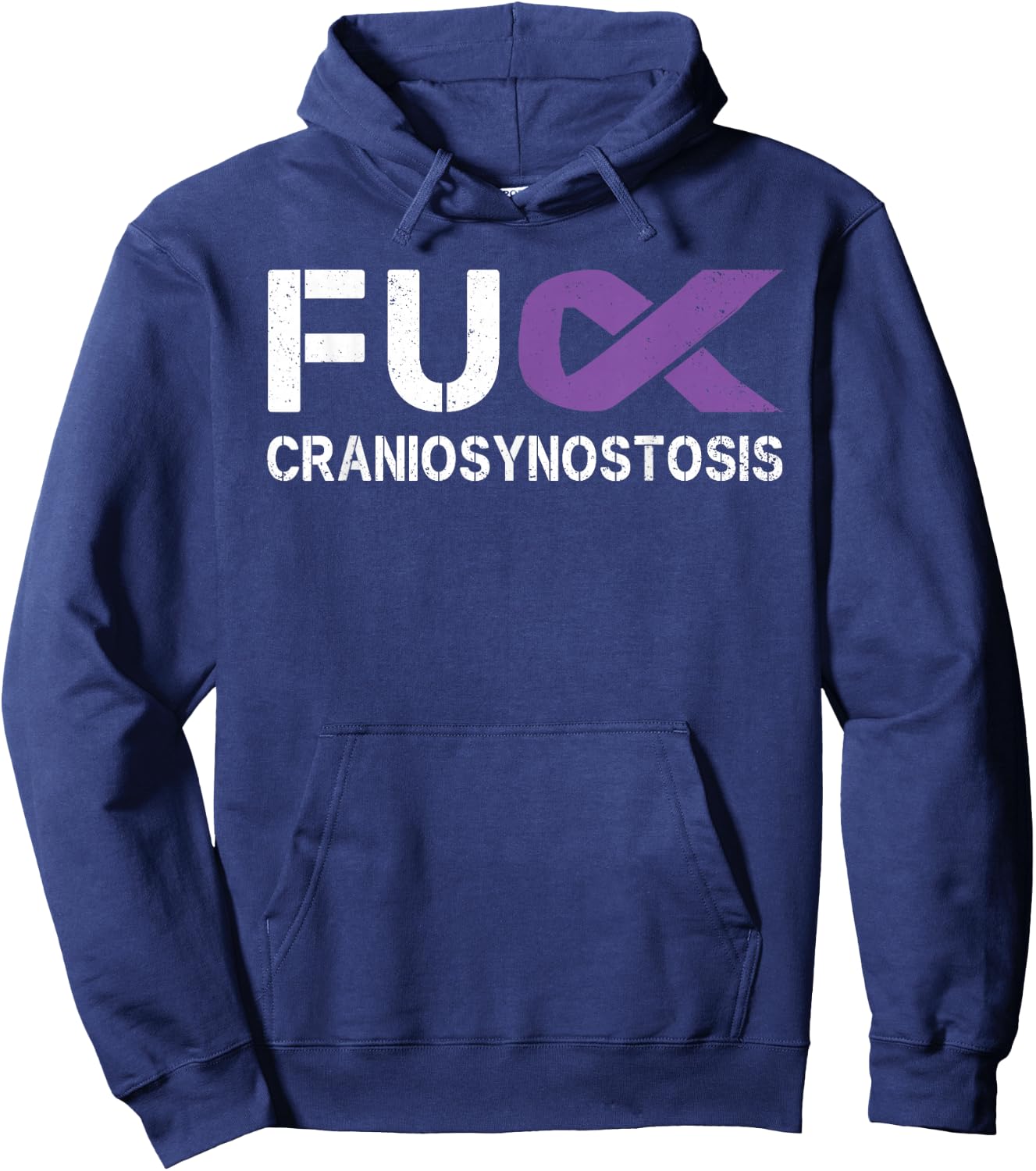 Fuck Craniosynostosis CSO Awareness Purple Ribbon Support Hoodie - Hoodie | Navy