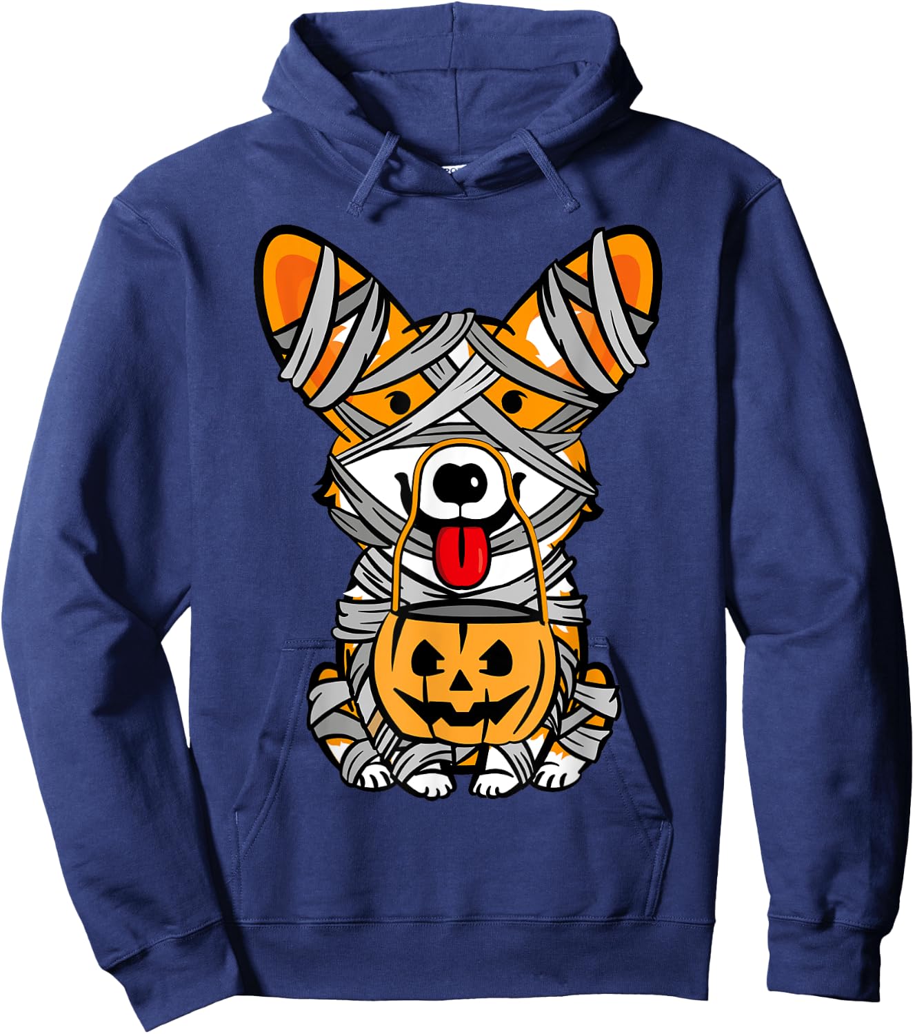 Cute Halloween Costume Welsh Corgi Mummy Dog Lover Design Women Kids Hoodie - Hoodie | Navy