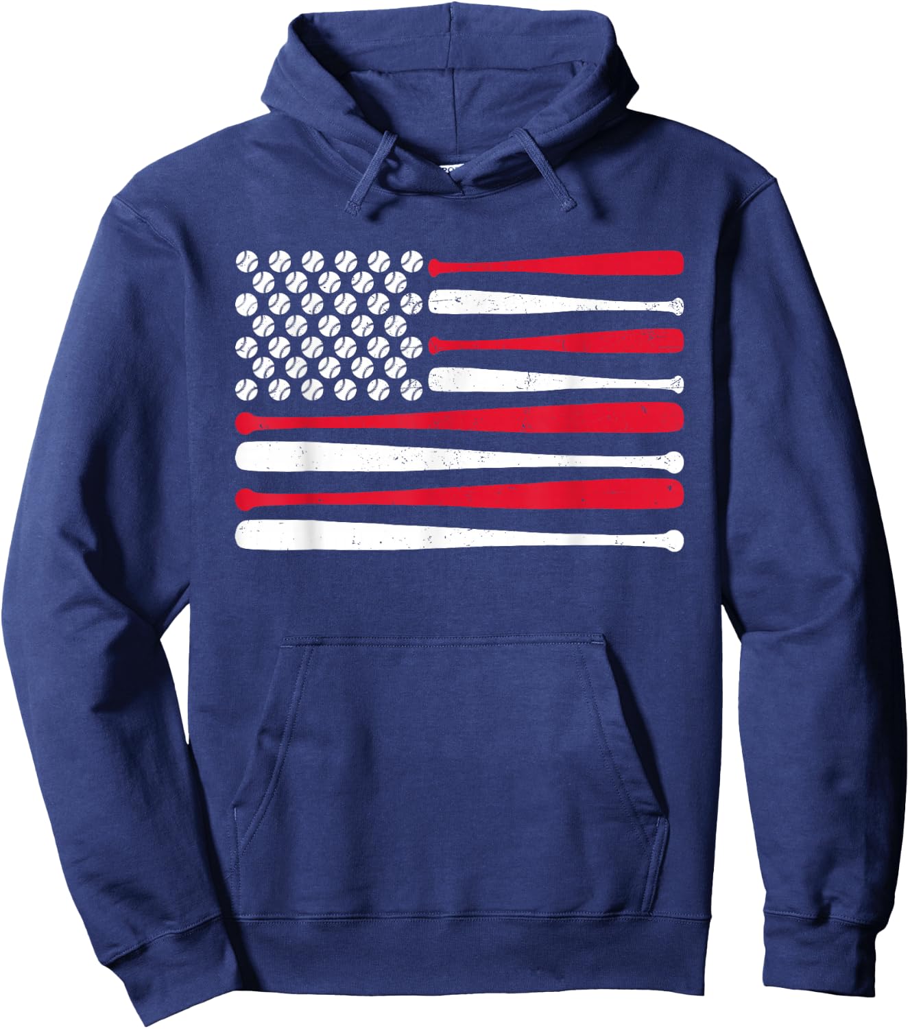 American Flag Baseball USA Vintage Baseball Sport Fan Hoodie - Hoodie | Navy