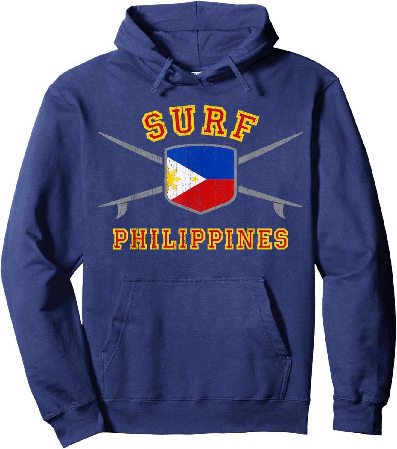 Surfing Philippines | Beach Surf Filipino Flag Hoodie - Hoodie | Navy
