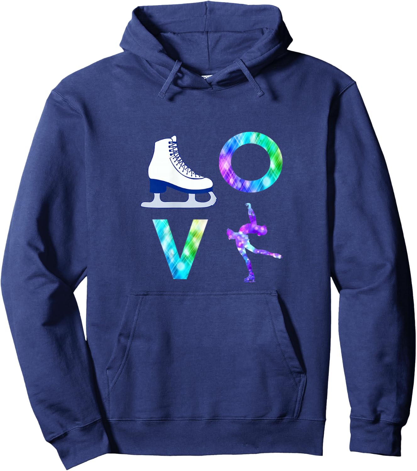 Love Figure Skating Ice Skater Girls Hoodie - Hoodie | Navy