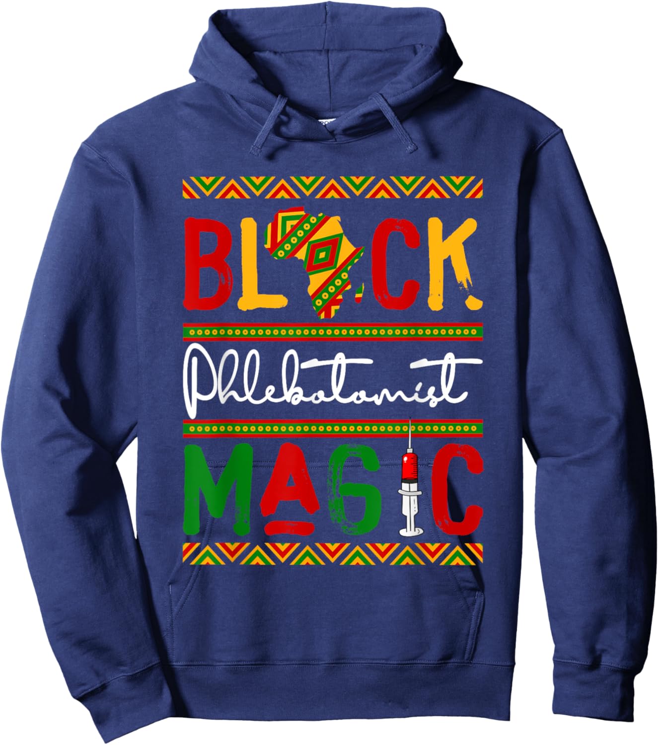 Black Costume Phlebotomist Proud Black History Month Afro Hoodie - Hoodie | Navy