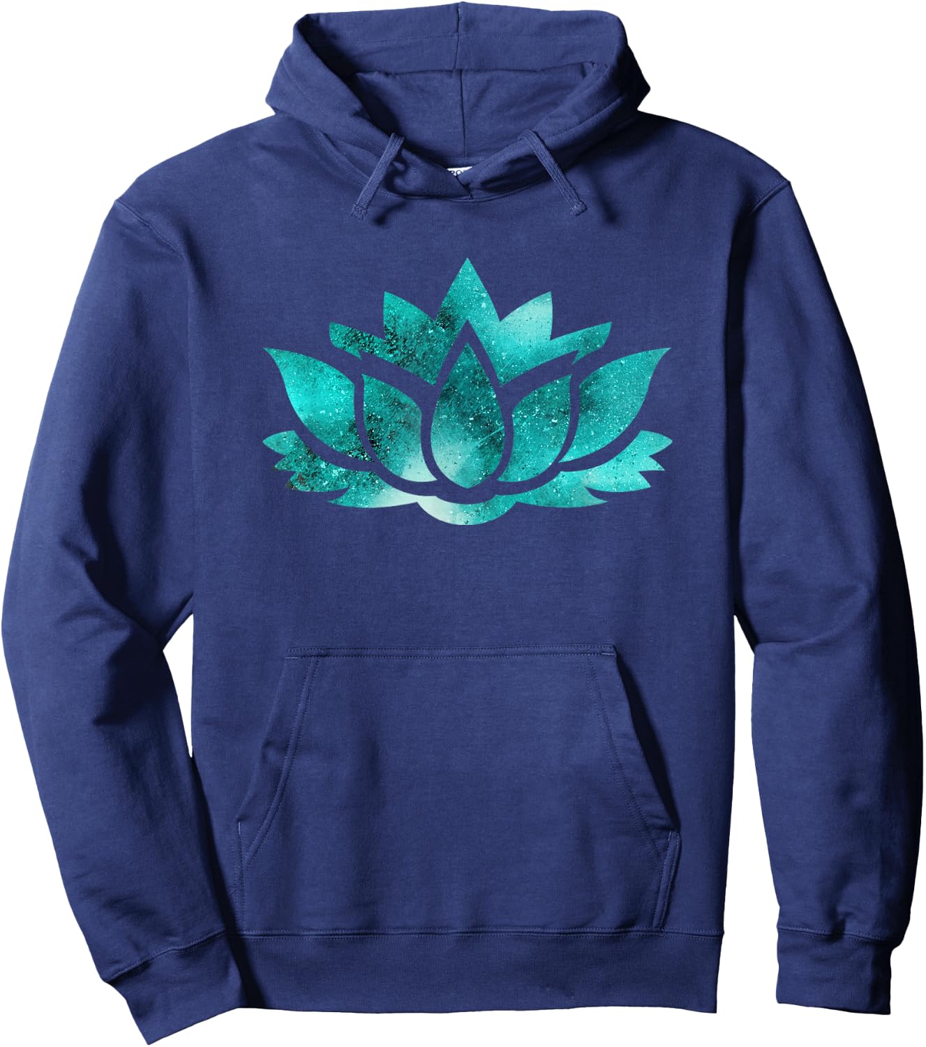 Lotus Flower Yoga Spiritual Dreamy Teal Colorful T Shirt Hoodie - Hoodie | Navy
