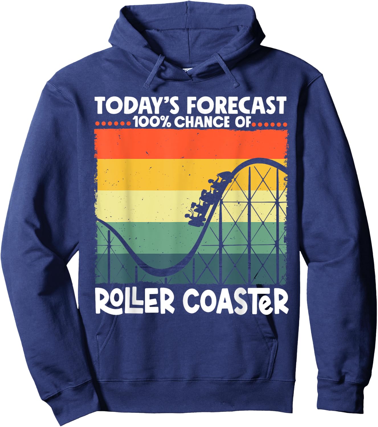 Funny RollerCoaster Vintage Amusement Park Hoodie - Hoodie | Navy
