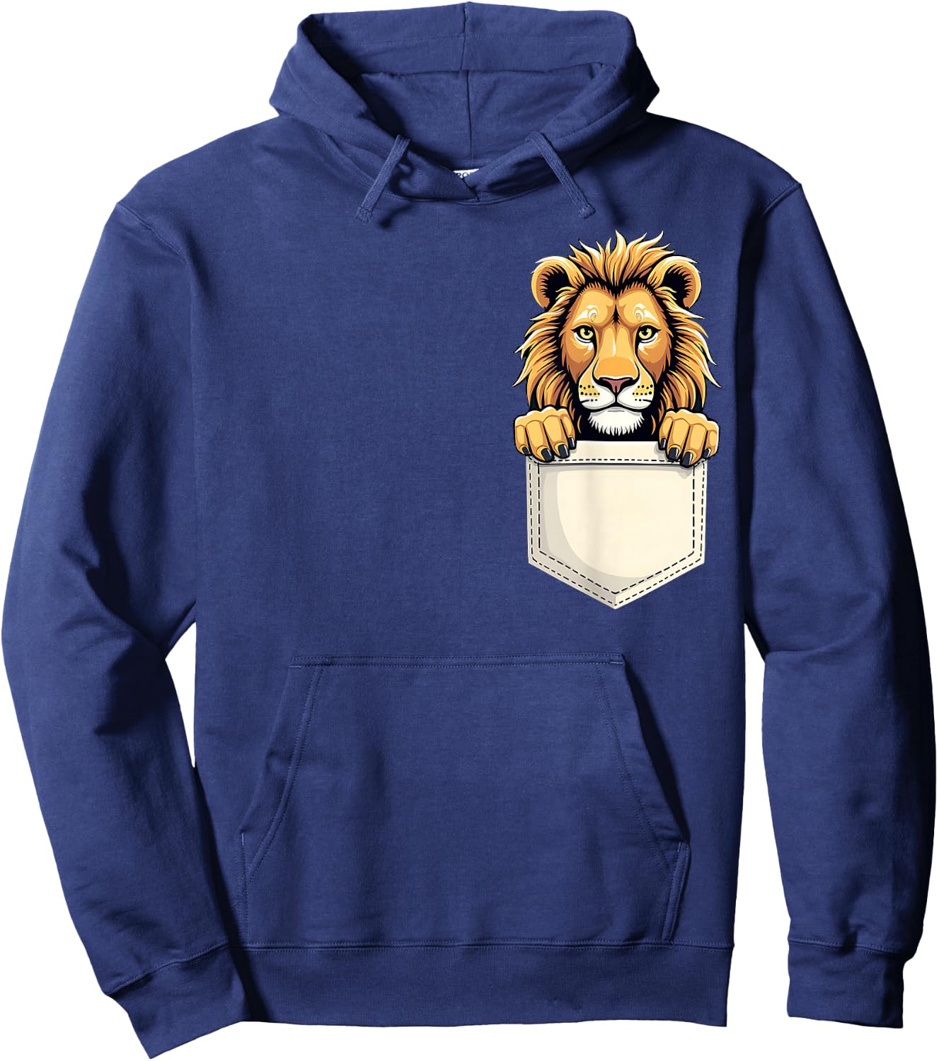 Kids Funny Animal Lion Pocket Boys Girls Toddler Cute Zoo Hoodie - Hoodie | Navy