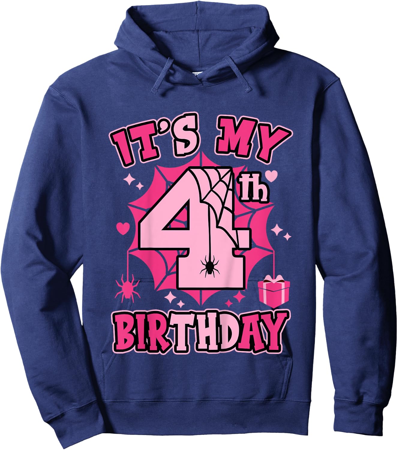 Kids It's My 4th Birthday Spider Girl Costume Party 4 Year Old Hoodie - Hoodie | Navy