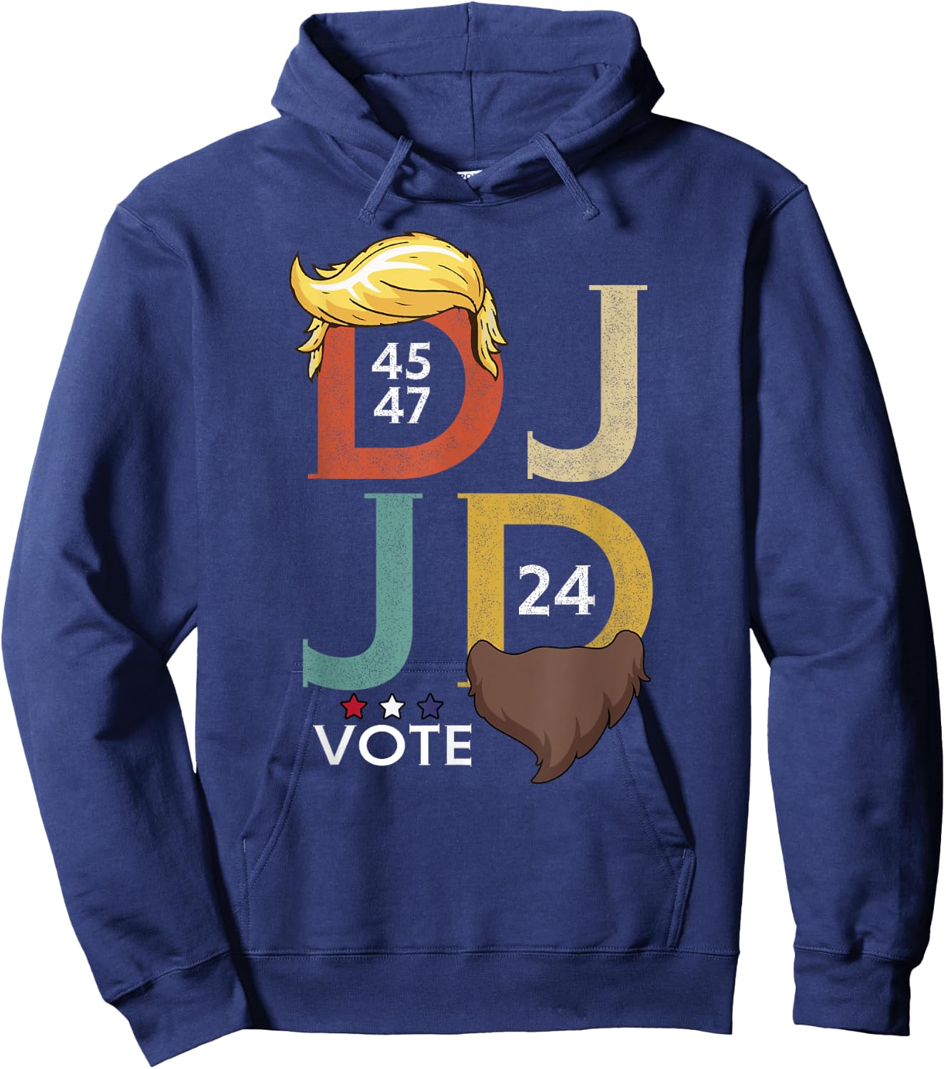 DJ & JD Trump Hair Vance Beard Vote for President 2024 Hoodie - Hoodie | Navy