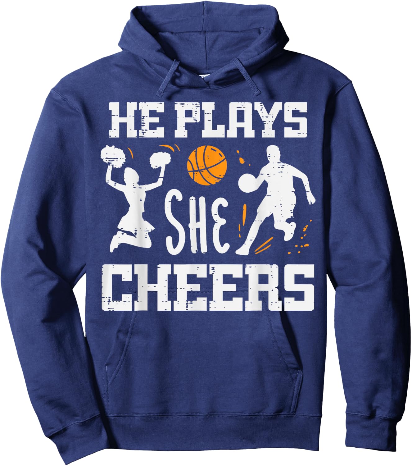 Basketball Cheerleader He Plays She Cheers Men Women Kids Hoodie - Hoodie | Navy