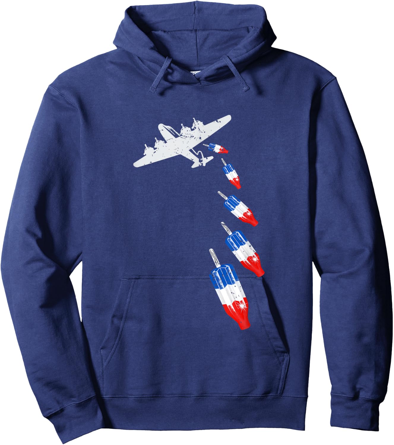 Vintage Bomb Pops Ice Cream American Flag Remembrance Day Hoodie - Hoodie | Navy