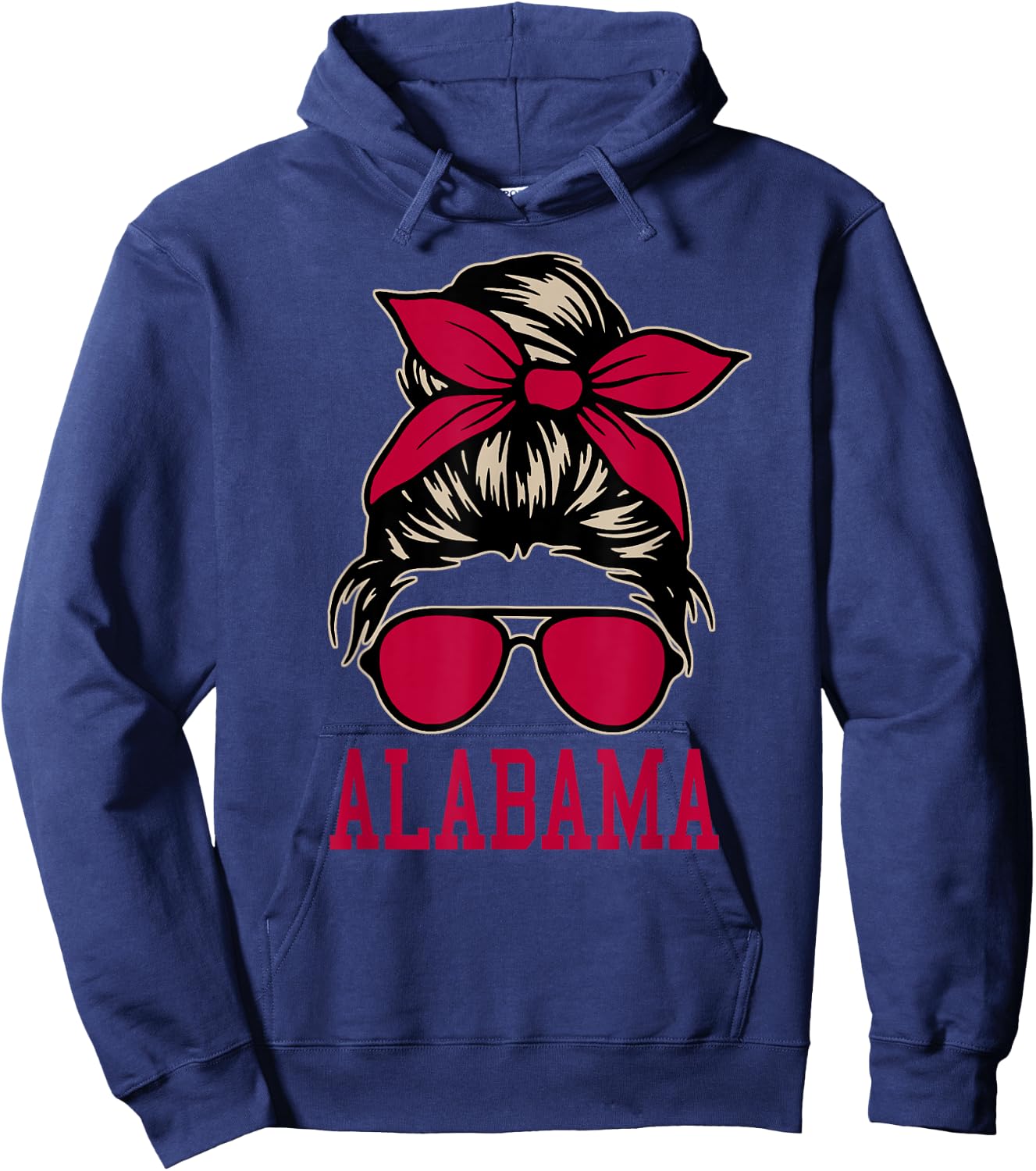 Alabama Women Girl Mom Messy Bun Hair. Hoodie - Hoodie | Navy