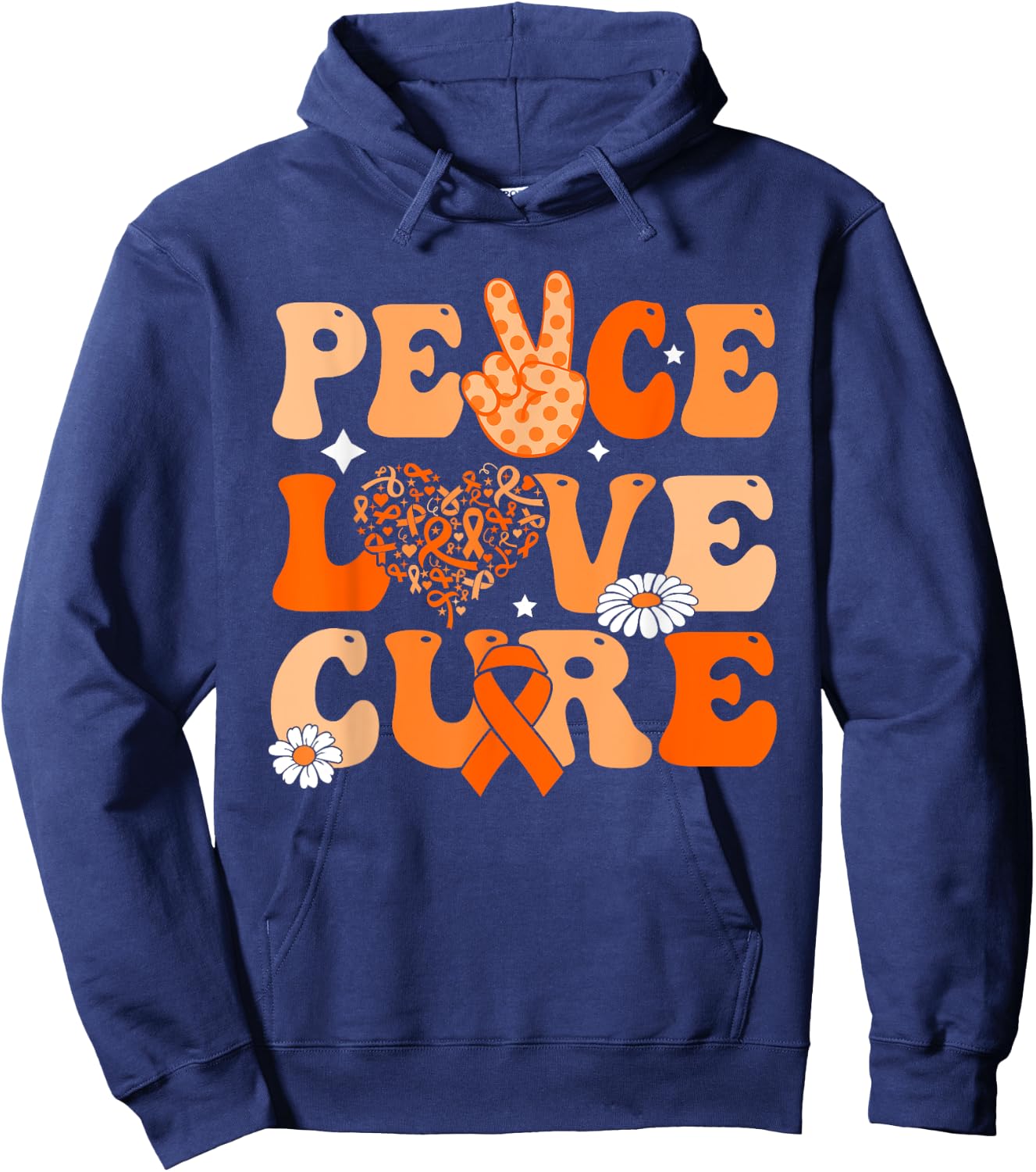 Peace Love cure Leukemia awareness men women Support Squad Hoodie - Hoodie | Navy