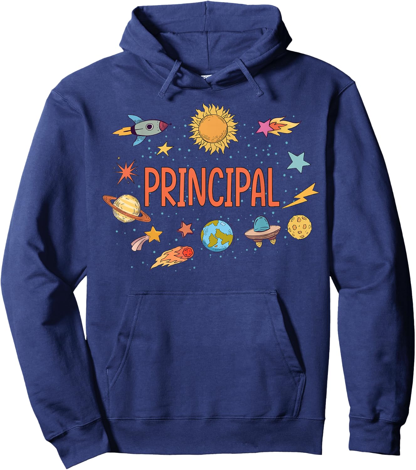 Principal Rocket Blast Off Outer Space Teacher Men Women Kids Hoodie - Hoodie | Navy