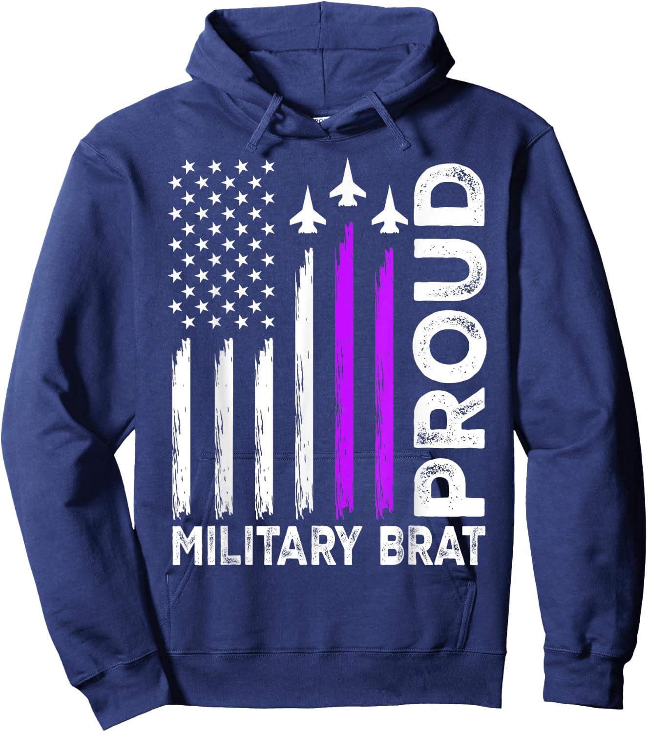 Proud Military Brat Military Child Month Purple Up Hoodie - Hoodie | Navy