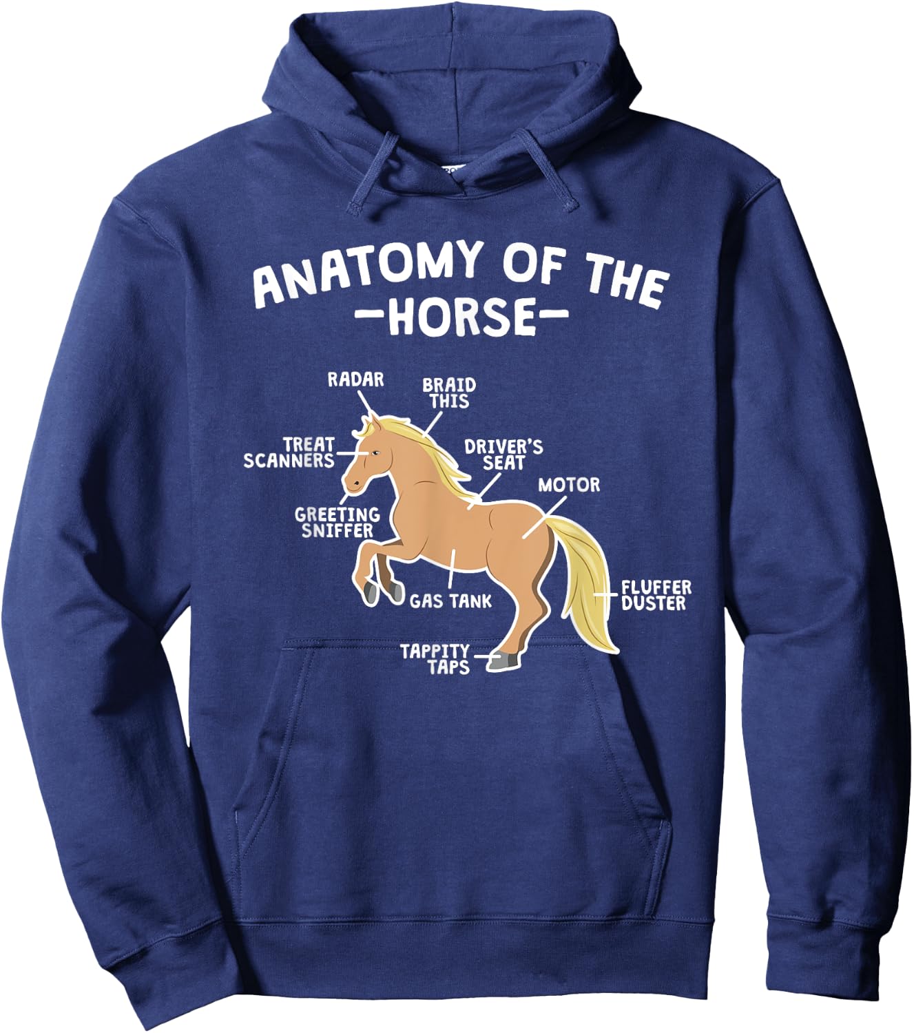 Horse Pun Anatomy Of Horse Horseback Riding Equestrian Quote Hoodie - Hoodie | Navy