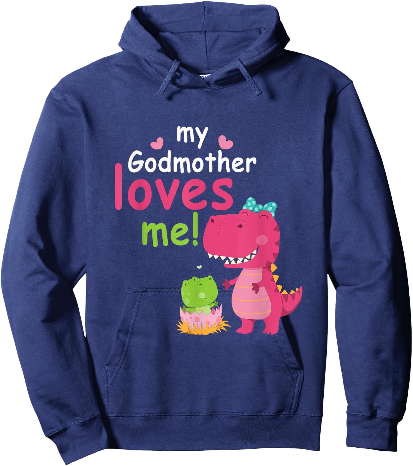 Kids My Godmother Loves Me Dinosaur for Godson Family Hoodie - Hoodie | Navy