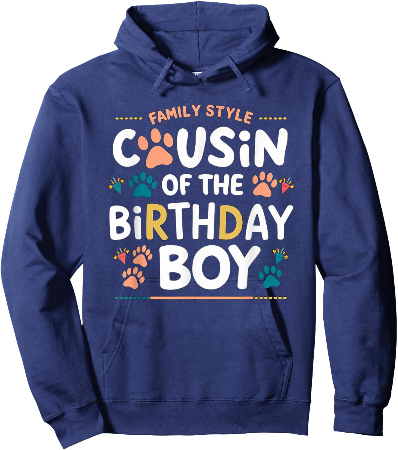 Cousin of the Birthday Boy Dog Paw Family Matching Hoodie - Hoodie | Navy