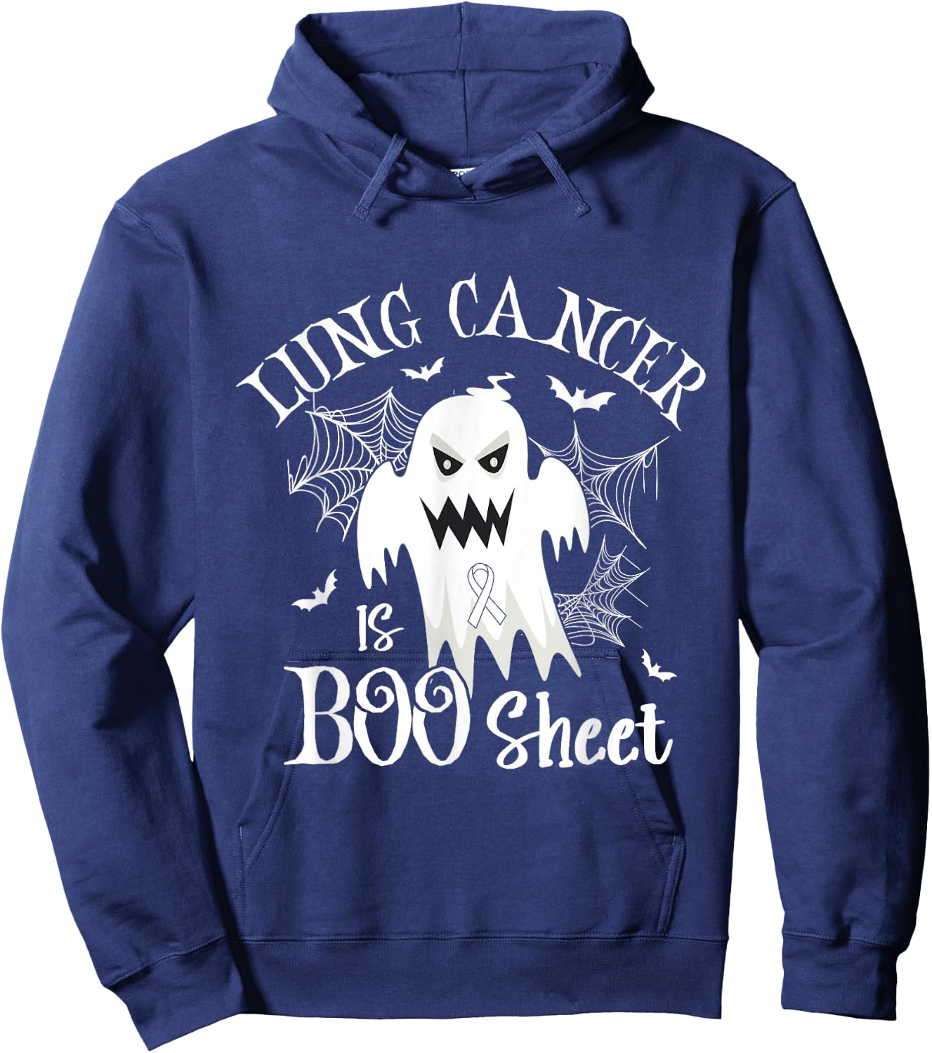 Lung cancer Is Boo Sheet White Ribbon Halloween Costume Hoodie - Hoodie | Navy
