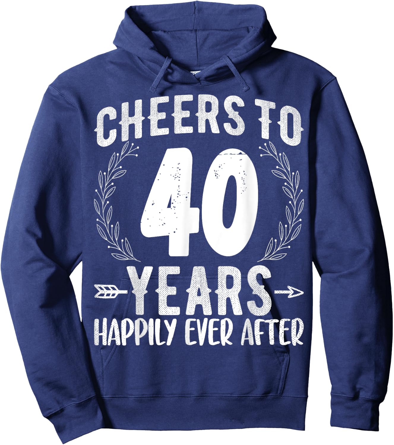 Cheers to 40 Years Happily - 40th Anniversary Husband Wife Hoodie - Hoodie | Navy