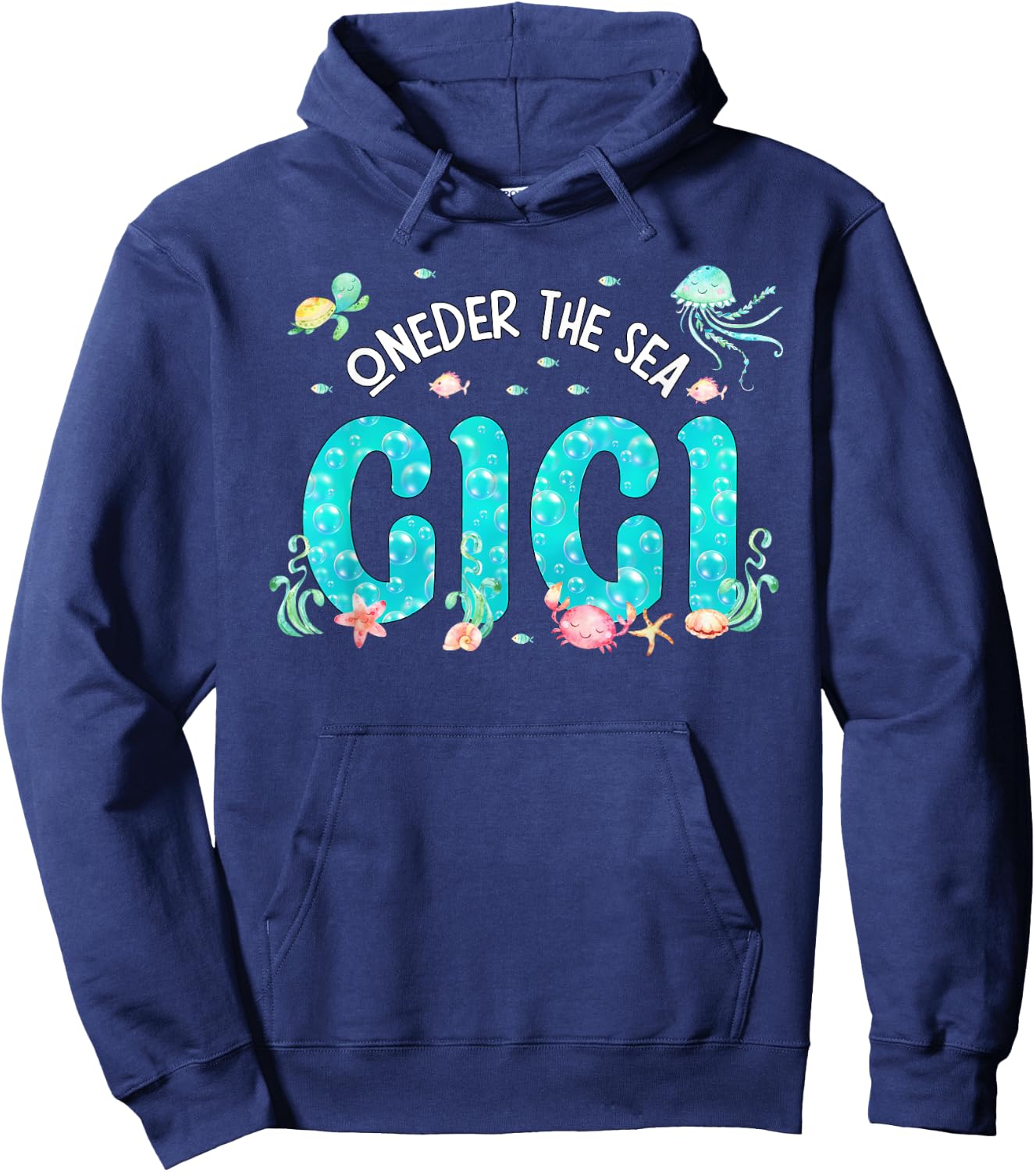 Under Sea Gigi Birthday Girl Boy Matching Family Party Hoodie - Hoodie | Navy