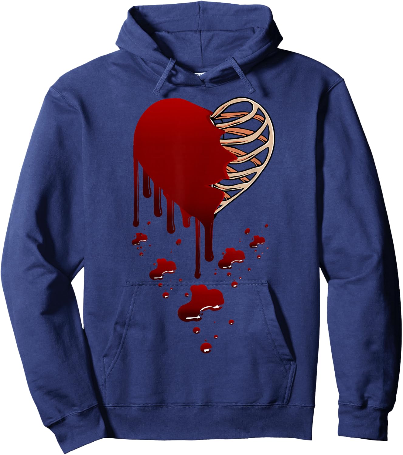 Crazy Love Skeleton Blood Injected Heart Valentine's Greeting Hoodie - Hoodie | Navy