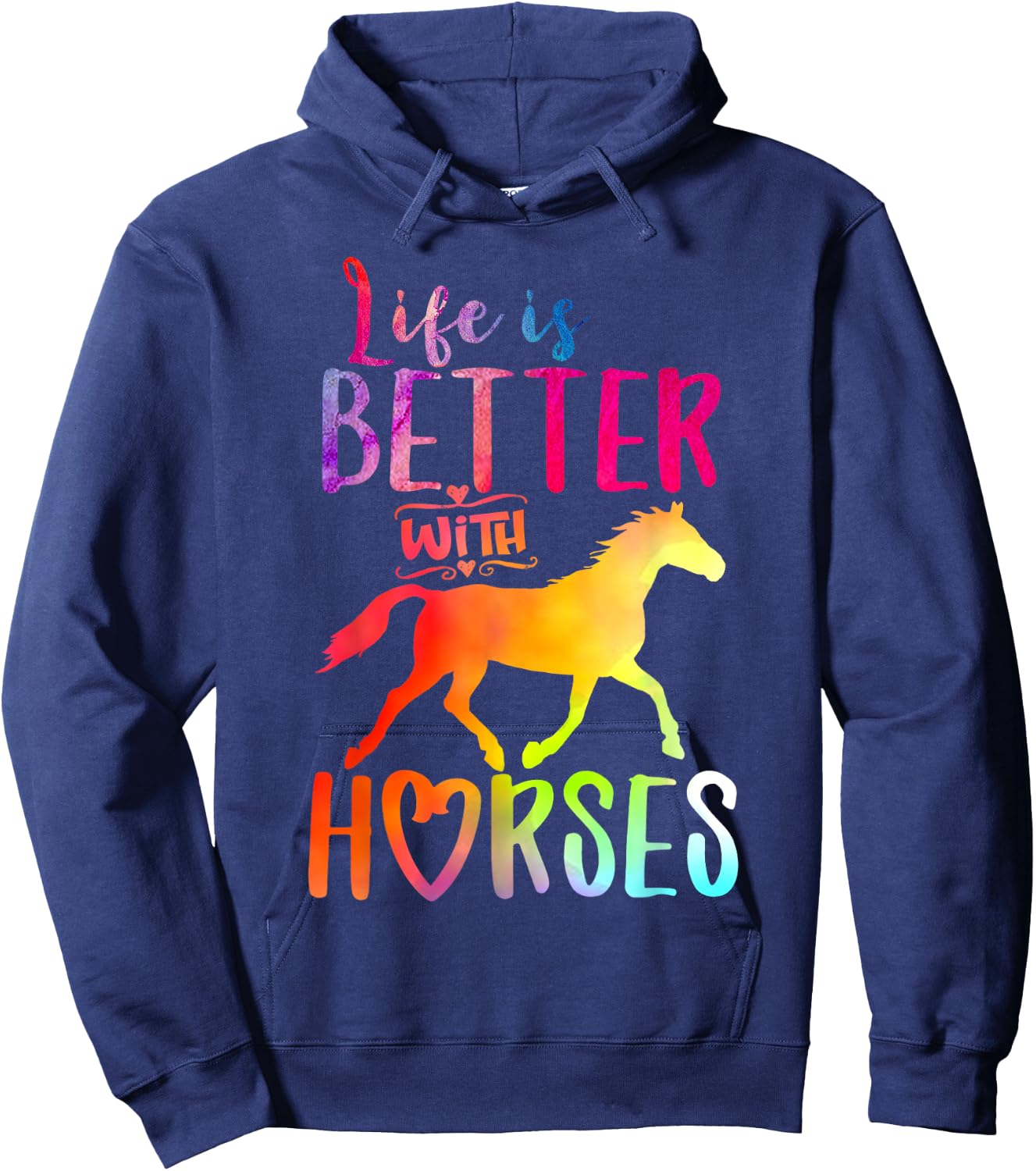 Life is Better With Horses Riding Cute Horse Girls Women Hoodie - Hoodie | Navy