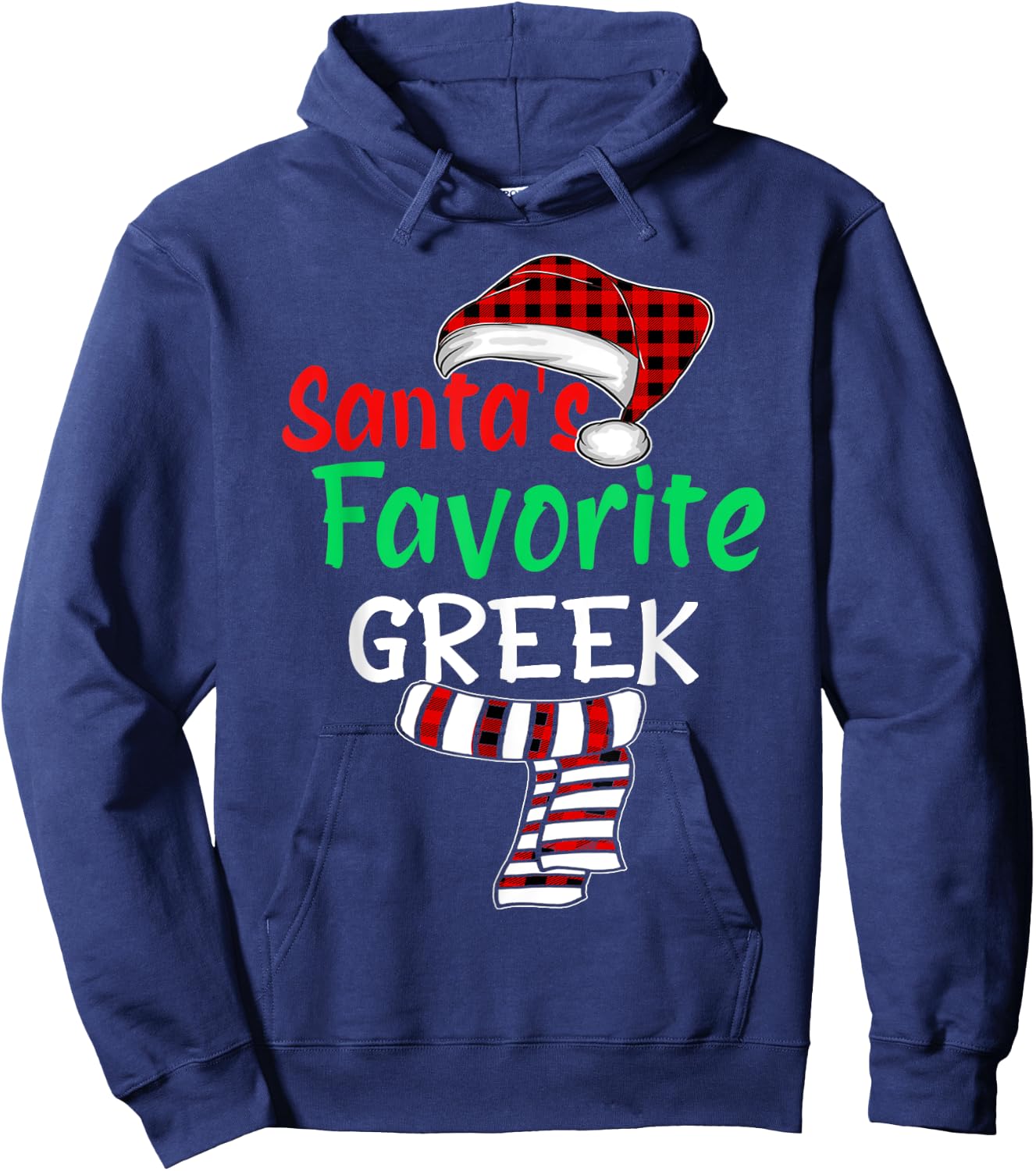 Christmas Pajamas Santa Claus Shirt, Santa's Favorite Greek Hoodie - Hoodie | Navy