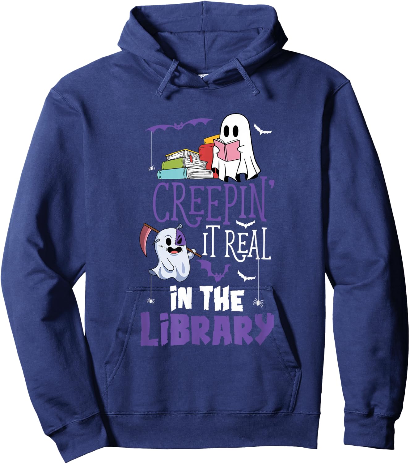 Scary Librarian Reading Teacher Book Lover Halloween Library Hoodie - Hoodie | Navy