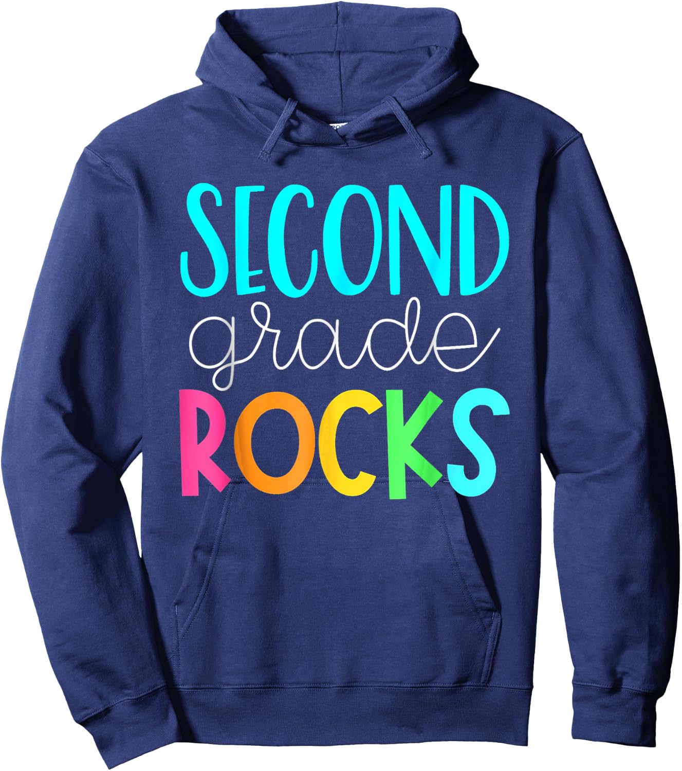 2nd grade rocks rocking 2nd grade teacher Women Girls Kids Hoodie - Hoodie | Navy