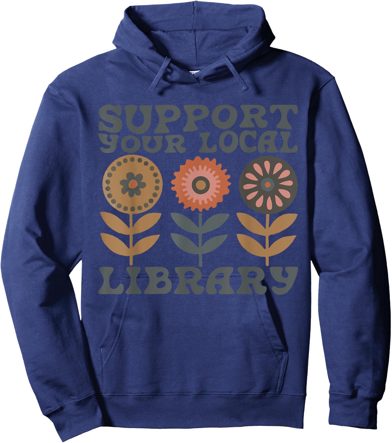 Groovy Support Your Local Library Book Reader Lover Bookworm Hoodie - Hoodie | Navy
