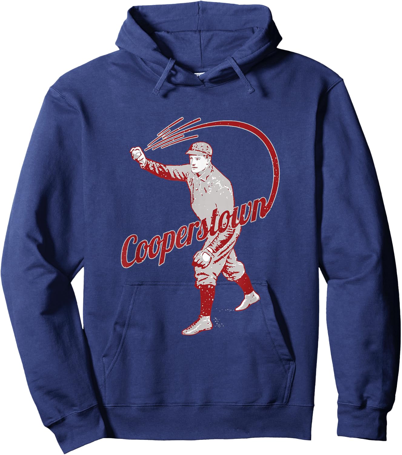Vintage Baseball Player Cooperstown New York Retro Souvenir Hoodie - Hoodie | Navy