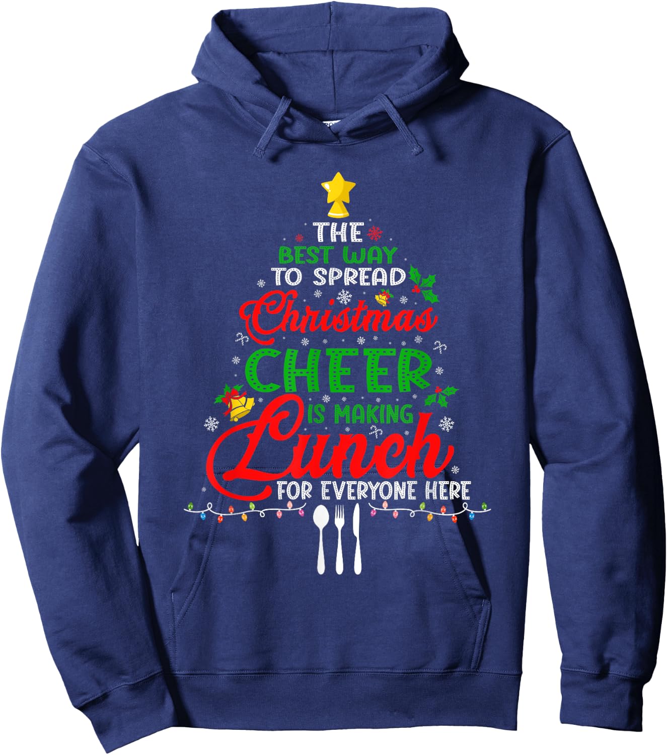 Lunch Lady Christmas XMas School Cafeteria Lunch Lady Tree Hoodie - Hoodie | Navy