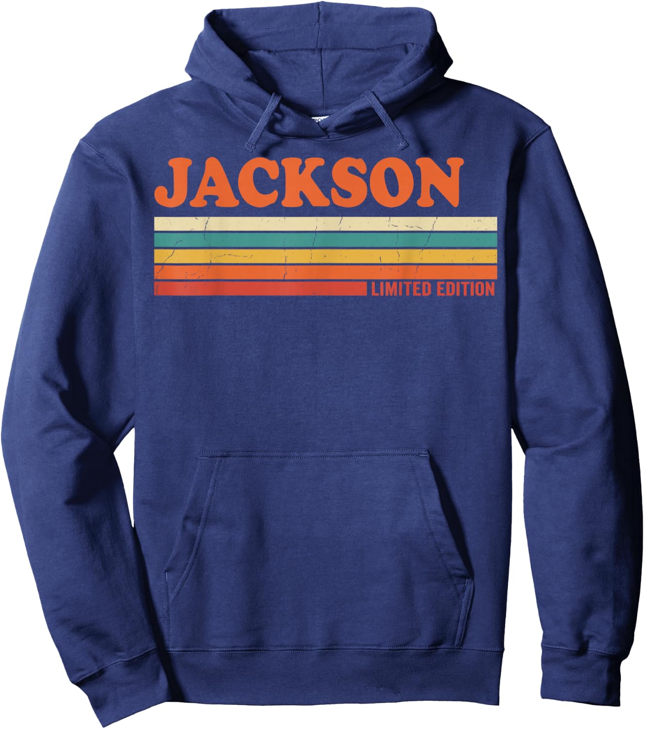 Jackson Retro Personalized First Name Vintage Stripes Hoodie - Hoodie | Navy