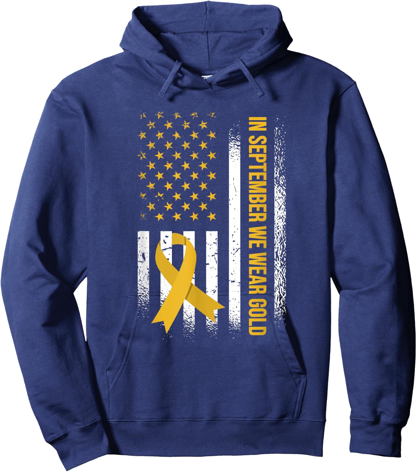 In September We Wear Gold - Childhood Cancer Awareness Hoodie - Hoodie | Navy