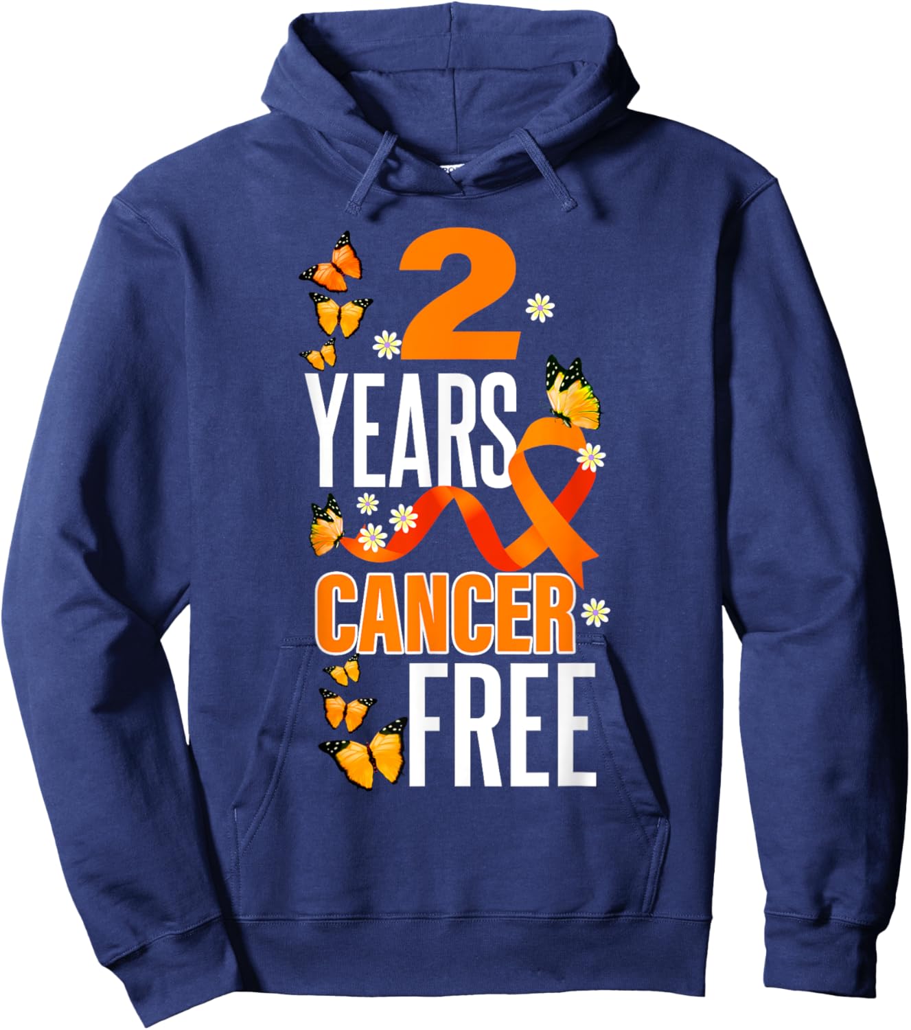 2 Year Cancer Free For Kidney Cancer Awareness Hoodie - Hoodie | Navy