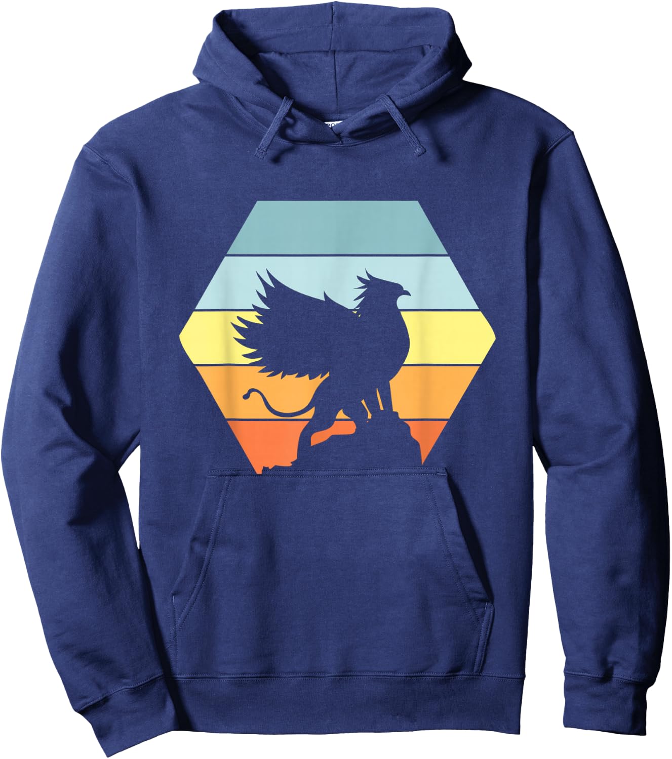Griffin Retro Vintage Sunset Lion Eagle Mythical Creature Hoodie - Hoodie | Navy