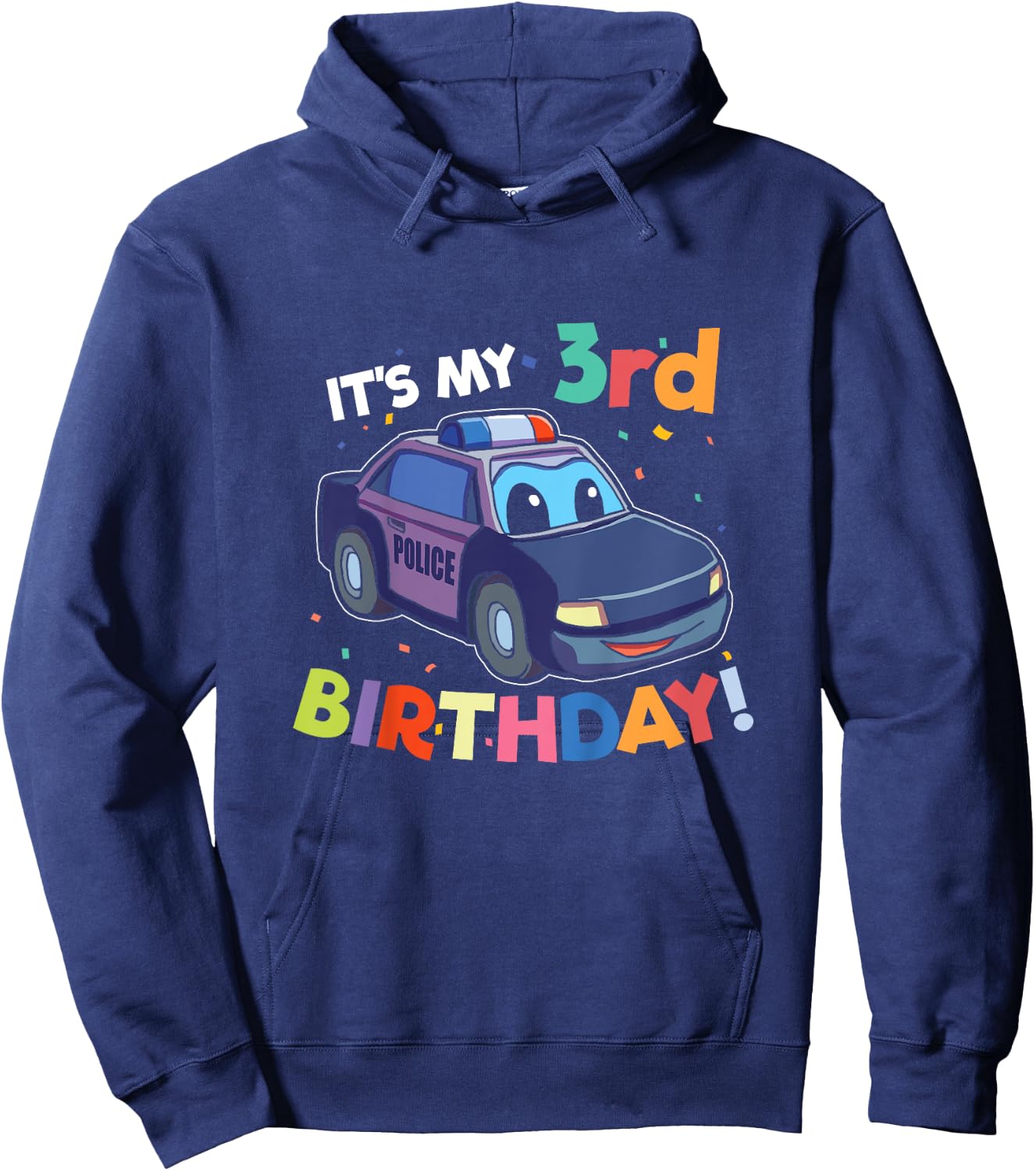 Kids 3 Year Old Shirt Birthday Boy Shirt 3rd Police Car Gift Hoodie - Hoodie | Navy